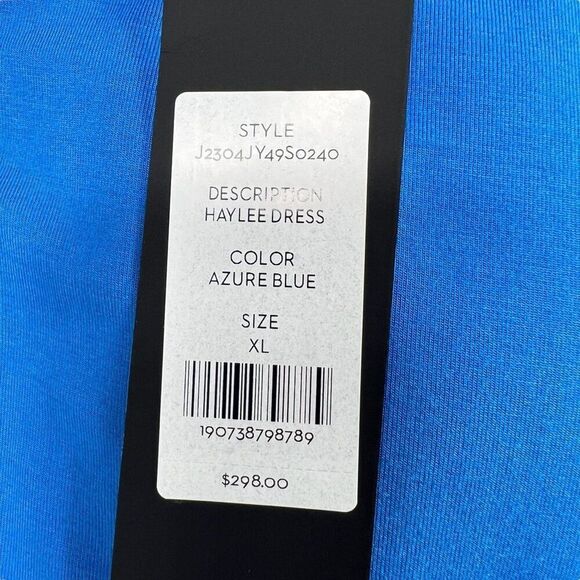 Veronica Beard NWT Sleeveless Ruched Side Midi Haylee Dress Azure Blue Size XL - Picture 8 of 11